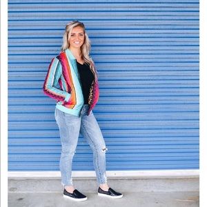 Crazy train reversible serape & cheetah jacket